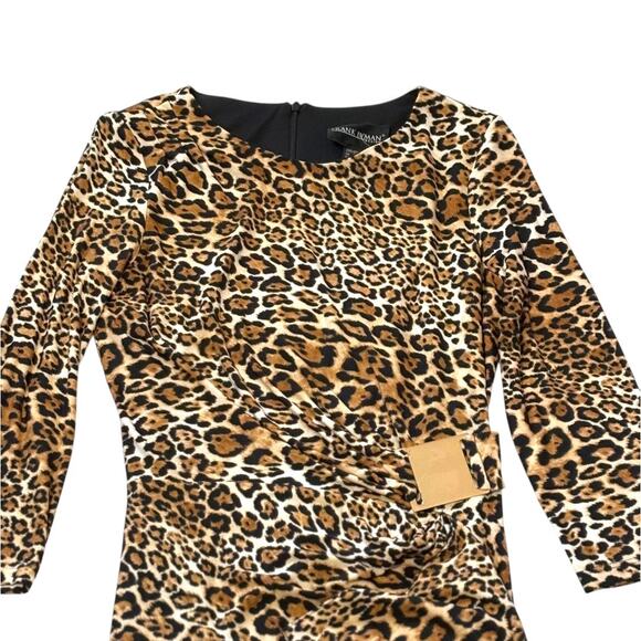 Frank Lyman Design Animal Print Dress - Long Sleeve Midi - Sixe 8 - Picture 9 of 16
